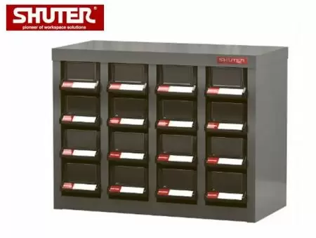 Metal Storage Parts Cabinet for Industrial Workspaces - 16 Drawers in 4 Columns